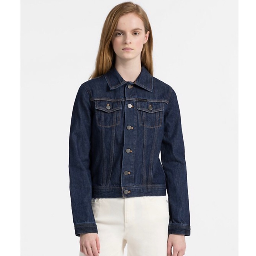 CALVIN KLEIN - DARK WASH DENIM TRUCKER JACKET - Size M